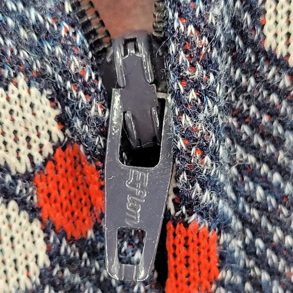 Vintage‎ 70s Geometric Blue Red Print Shift Dress Knit Retro Mod Short Sleeve - Picture 10 of 11